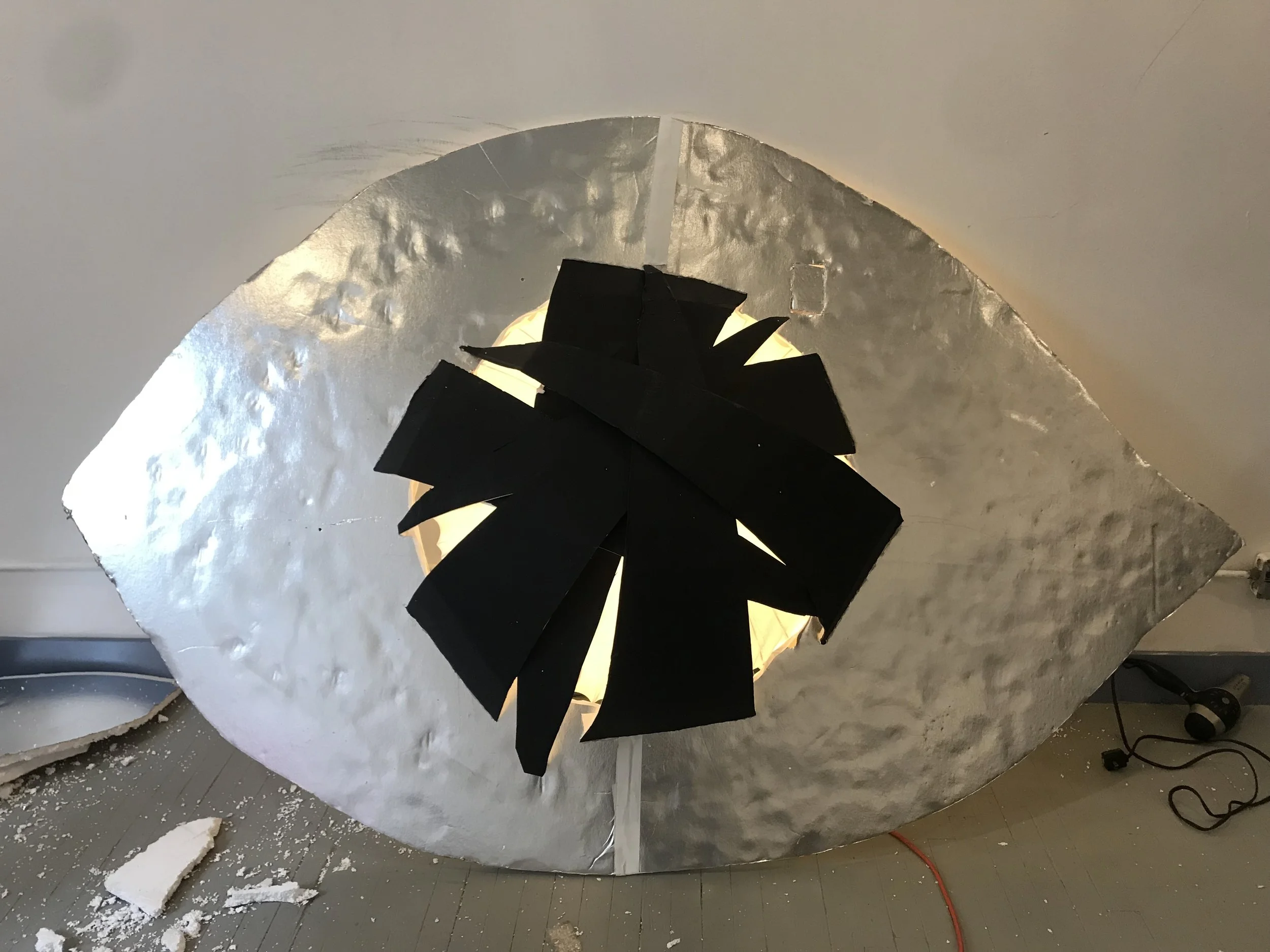 Eyeball 1 2018, salvaged styrophone, foam core, light bulb Used in performance: Starr Busby @ National Sawdust