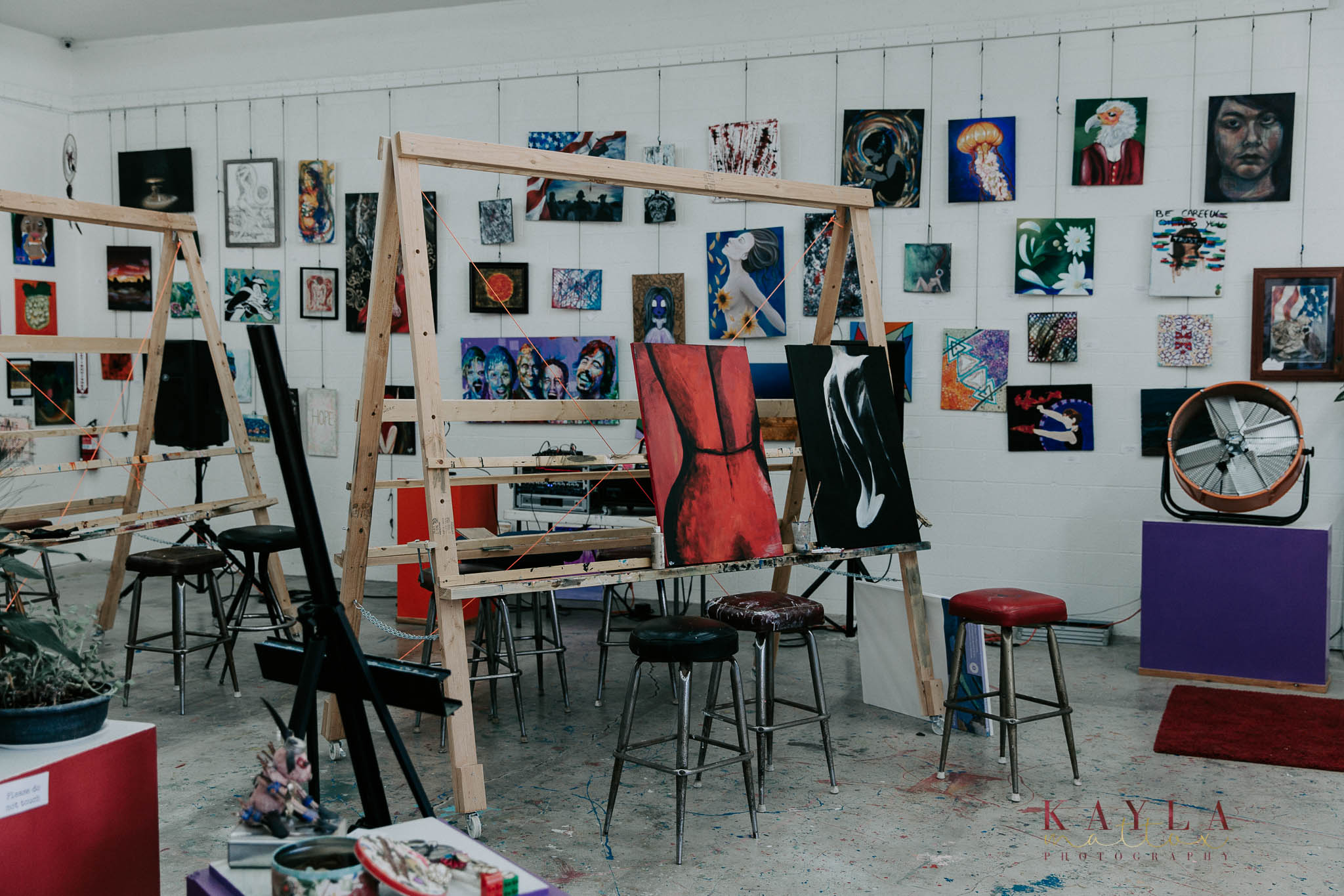 (K) "How does the co-op work?" (S) "So we have members. It's about $25 a month. There are three levels but that is the most common one. They bring in about 5 pieces of their work every 3 weeks. If they sell any of their pieces in the gallery, 100% of that is theirs. We don't take a commission. If they put anything in the gift shop, we take 10% of it because it will stay there until it sells. As far as shows, you get 6-7 shows a year depending on the amount of pieces you have and the amount of space we have available. So, as far as co-ops go, its just a collective group of artists that come together."