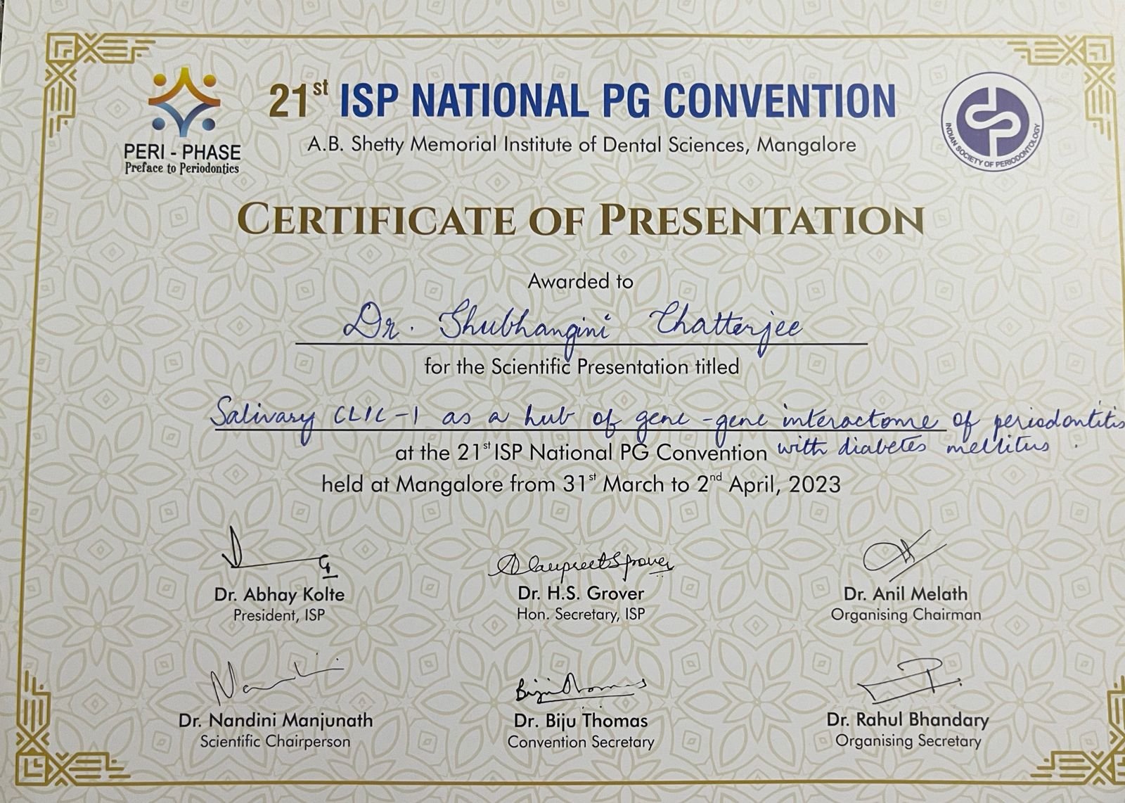 Dr Devika received Commendation Prize in Preventive Category.