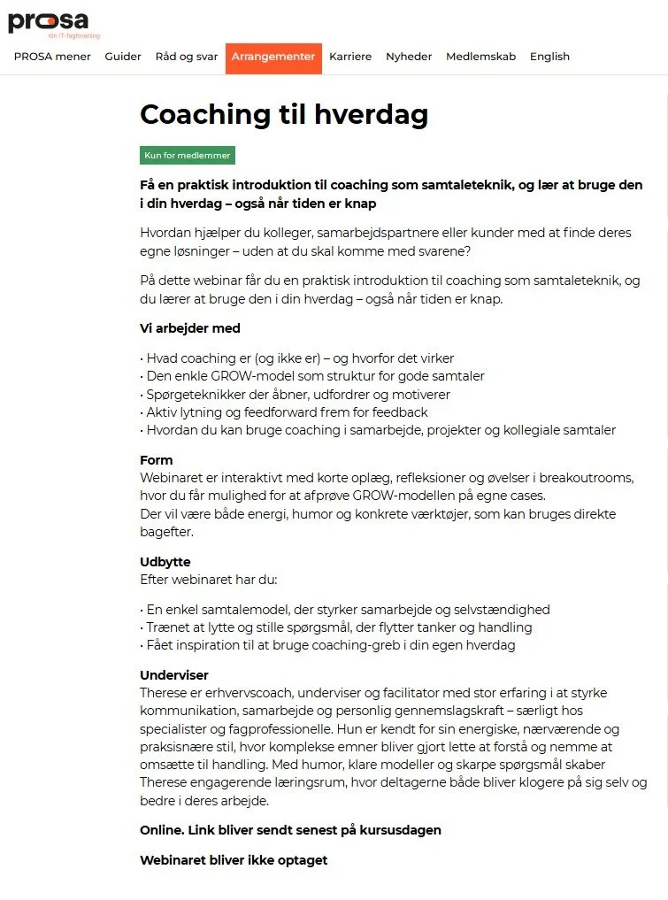 11 &aring;r som coach.

Coaching er ikke bare et v&aelig;rkt&oslash;j for mig.
Det er den metode, der har forandret mit (arbejds)liv &ndash; og gjort det til min levevej.

Jeg elsker coaching, fordi det flytter mennesker.
Ikke ved at give svar.
Men v