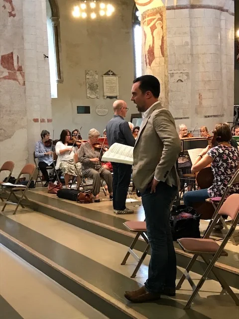  David Soar, Bass, rehearses one of the arias. 