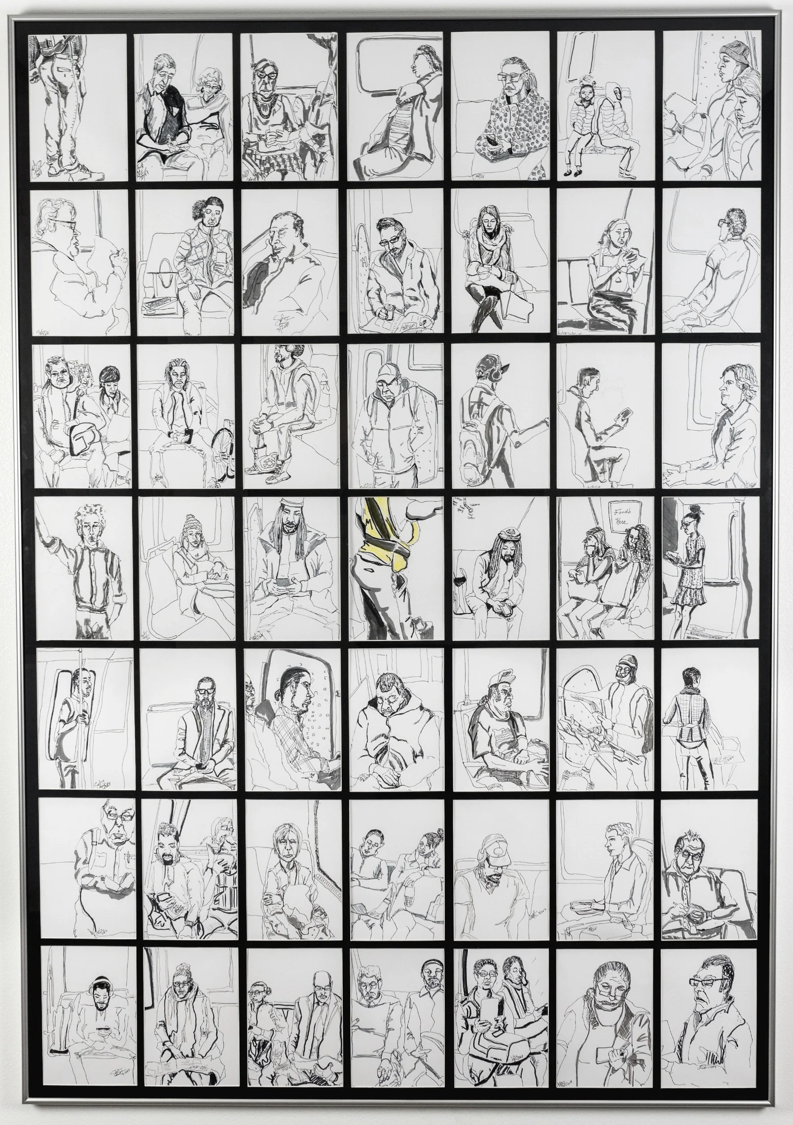 framed metro sketch set of 49