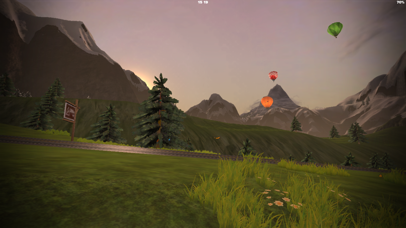 Im Hintergrund gleich ein kleiner Vorgeschmack auf die virtuelle Zwift-Welt