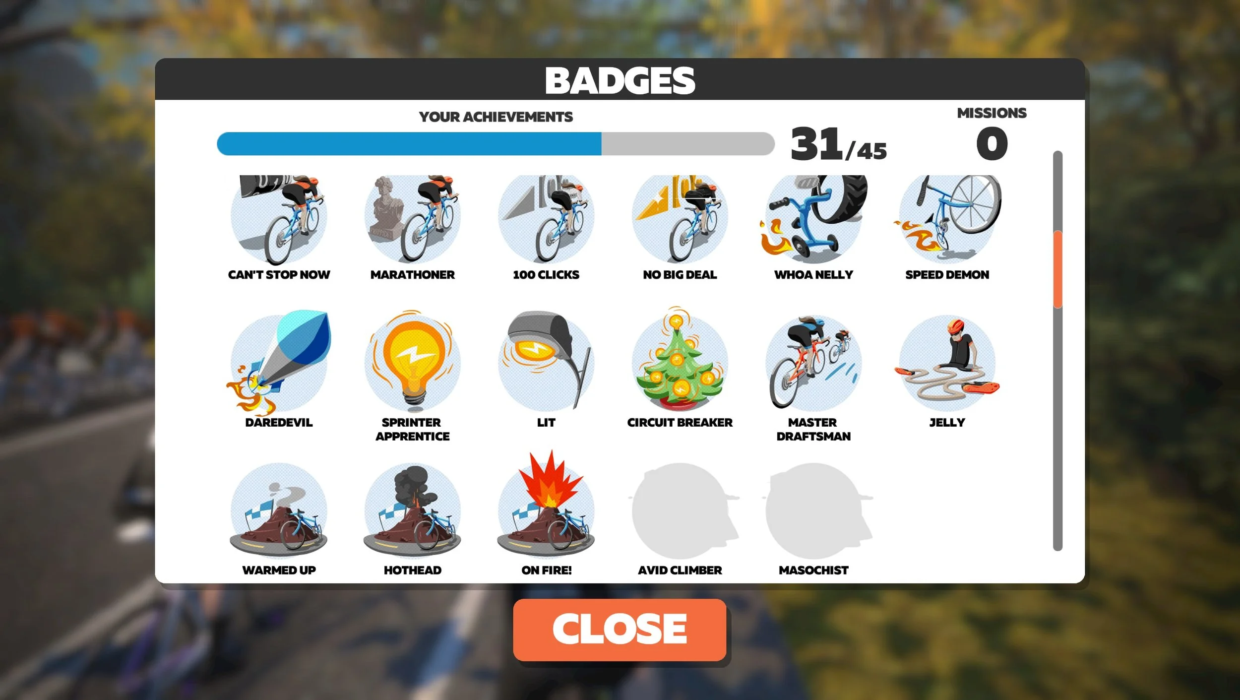 “Masochist” ist beispielsweise erreicht, wenn man 25 Mal Alpe du Zwift gefahren ist…