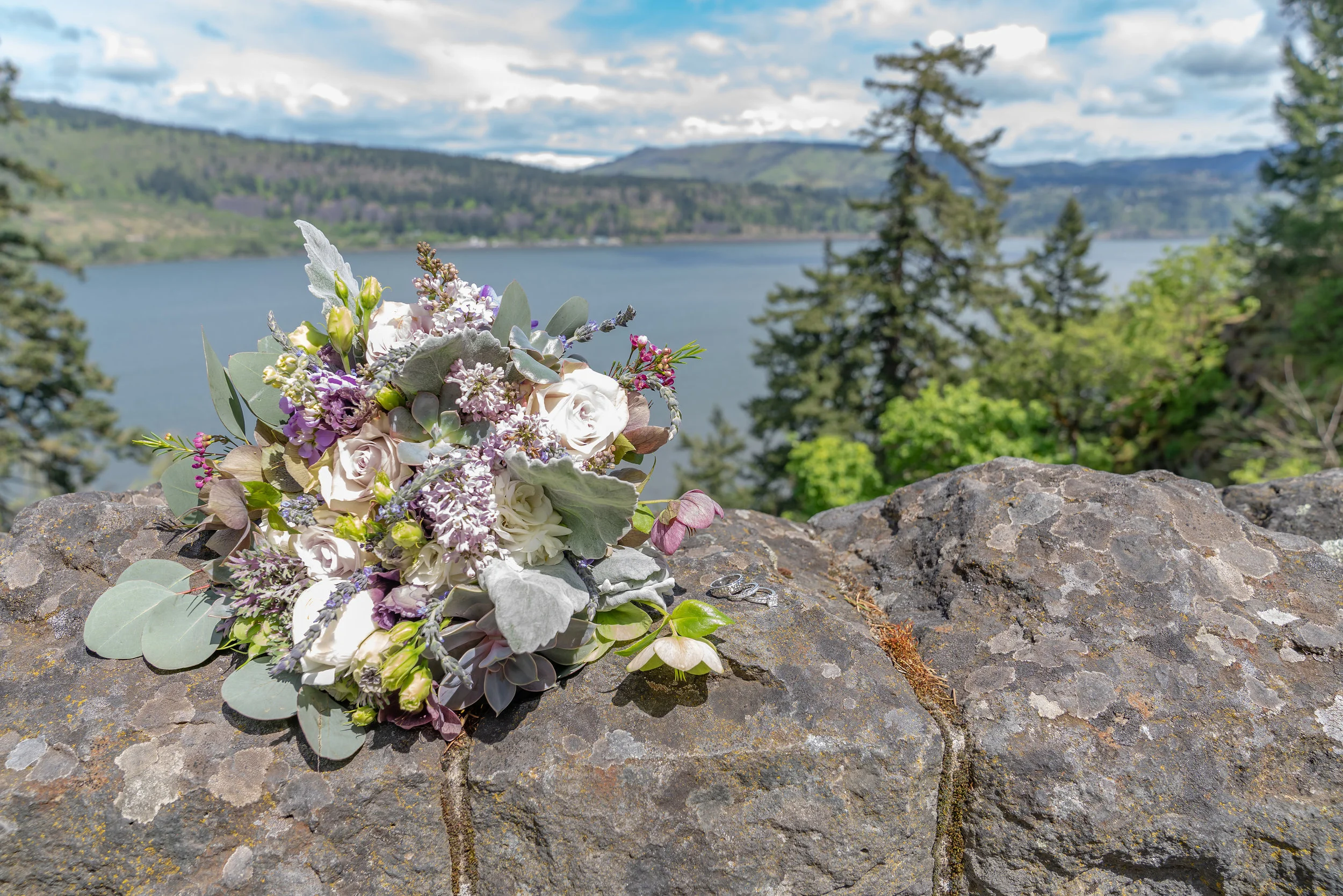 North rock wall overlooking the Columbia River Gorge. By Monroe Photo