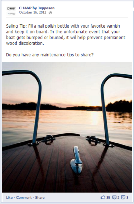 Social post for Jeppesen's nautical navigation software's page.