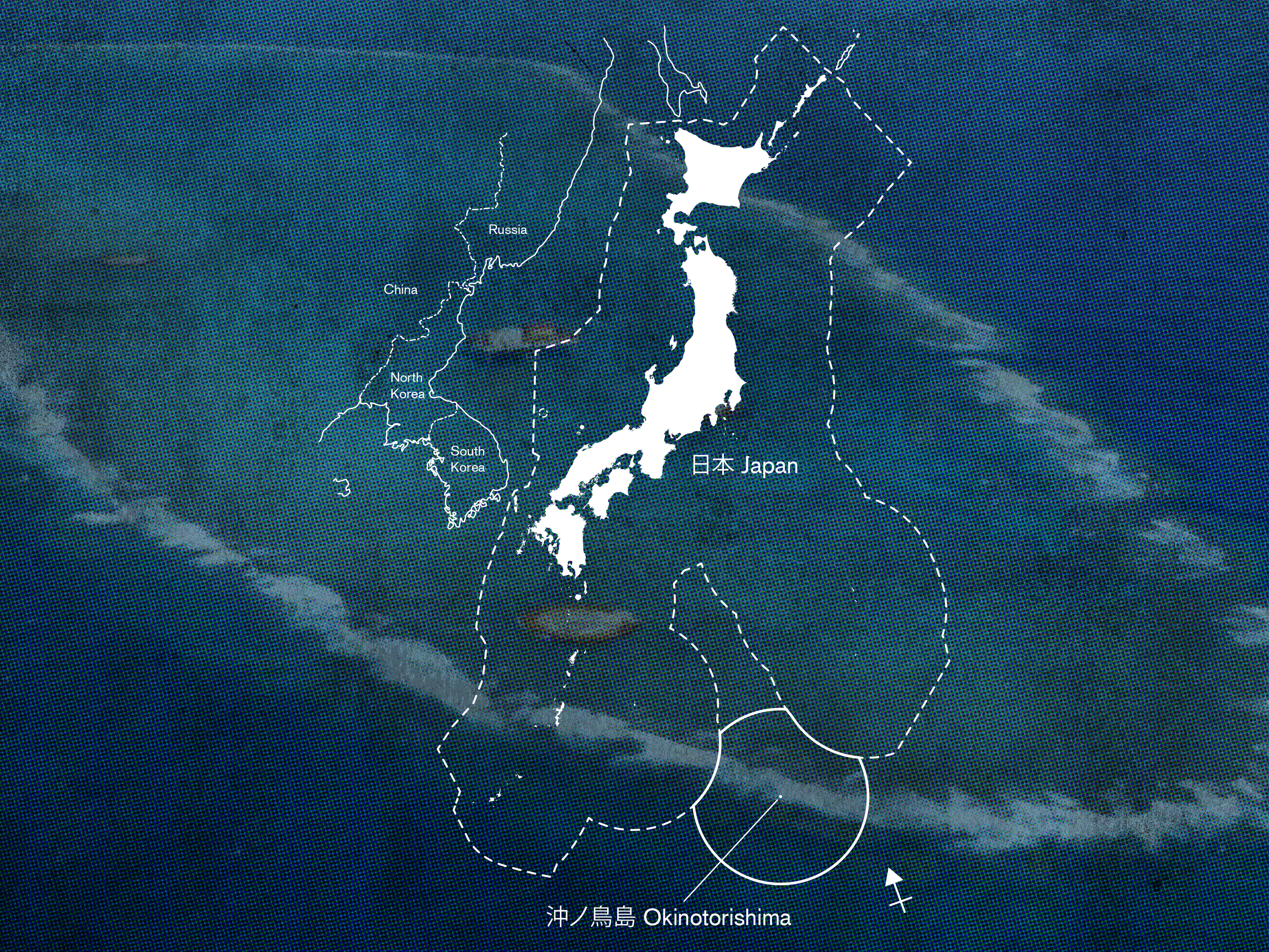 Map of how a 2 x 1 m rock gives Japan as 400'000 km2 EEZ, an area larger than the Baltic Ocean!