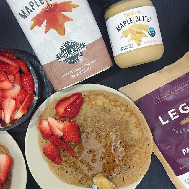 Gluten free crepes made from @legitbreadcompany pancake mix! Strawberries made them even more delicious and @parkersrealmaple maple butter and maple syrup takes everything over the top! Can never get enough maple!!! And @parkersrealmaple has honestly