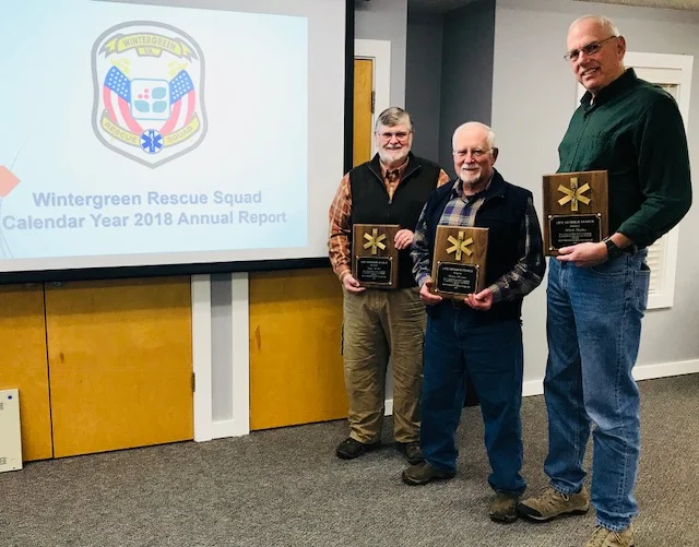 Newest "Life Member" volunteers. Pictured from left to right: Curtis McIver, Houston Sorenson, and Mike Friedlein. Not pictured: Dennis Casey