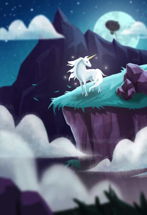 Unicorn on a Cliff - background