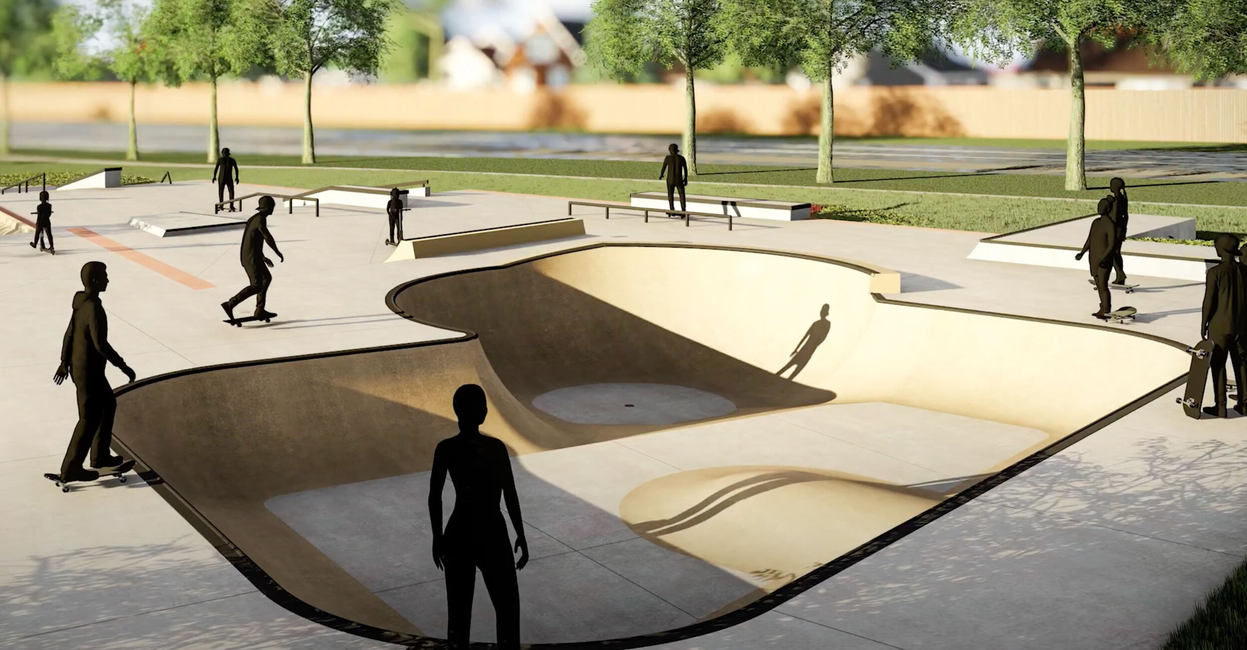 Newmarket's First Outdoor Skate Park: A variety of skate features to accommodate junior to advanced riders and provide learning opportunities to all users and age groups.