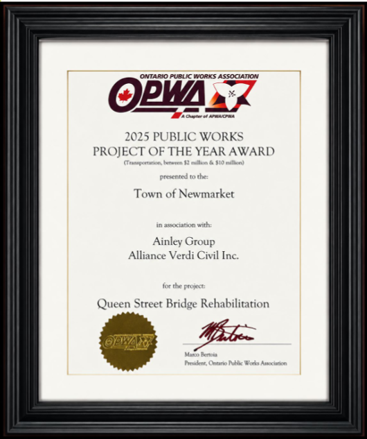 Queen Street Bridge Rehabilitation Project Receives Prestigious Provincial Award