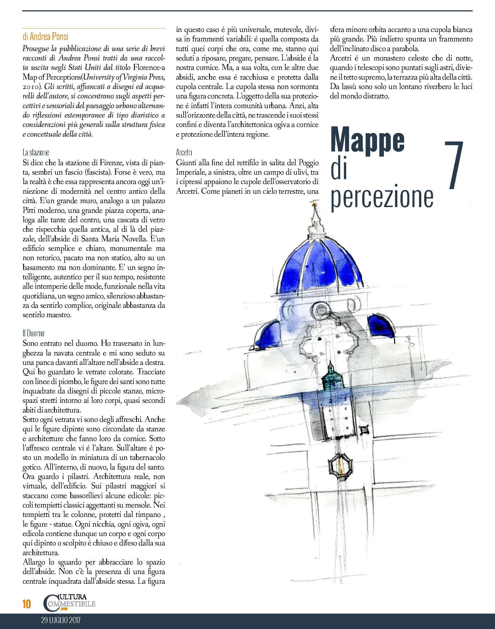 Seventh weekly article by Andrea Ponsi published on issue 228 of "Cultura Commestibile" magazine