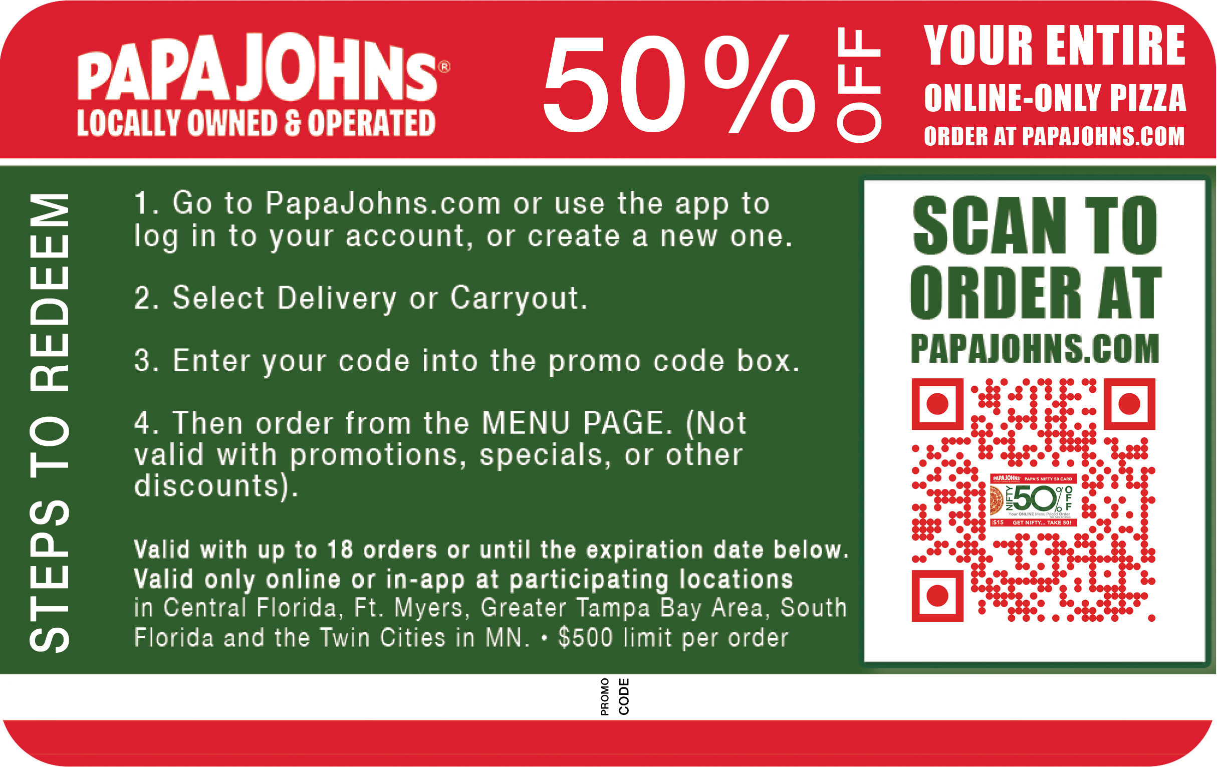 Papa John's Pizza - Our Updated menu.