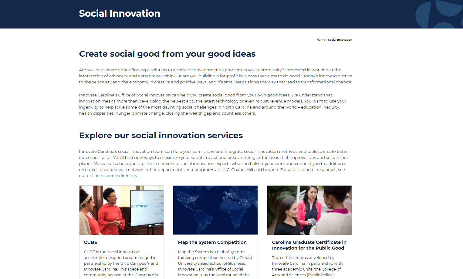 Services Page: Social Innovation 