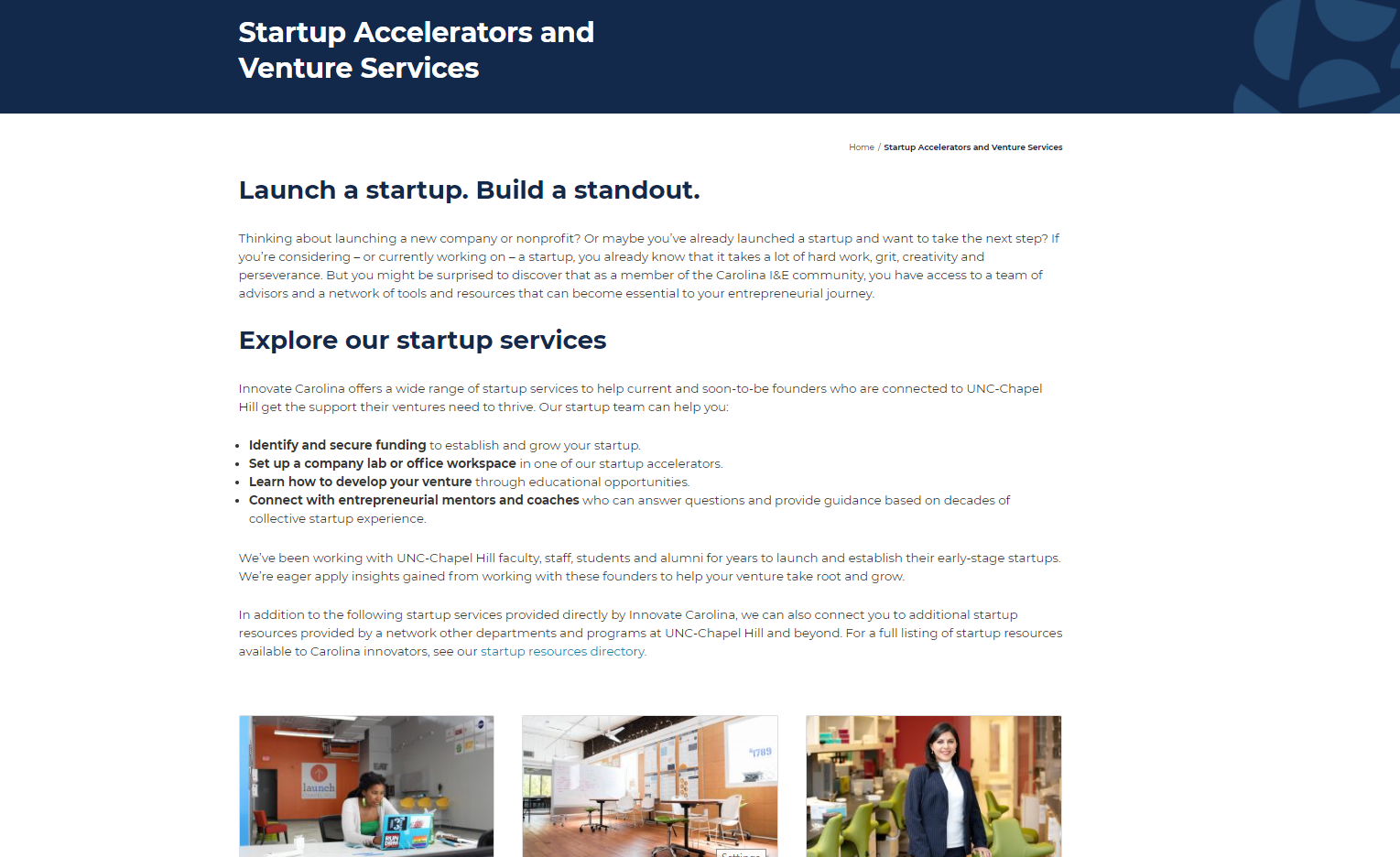 Services Page: Startup Accelerators