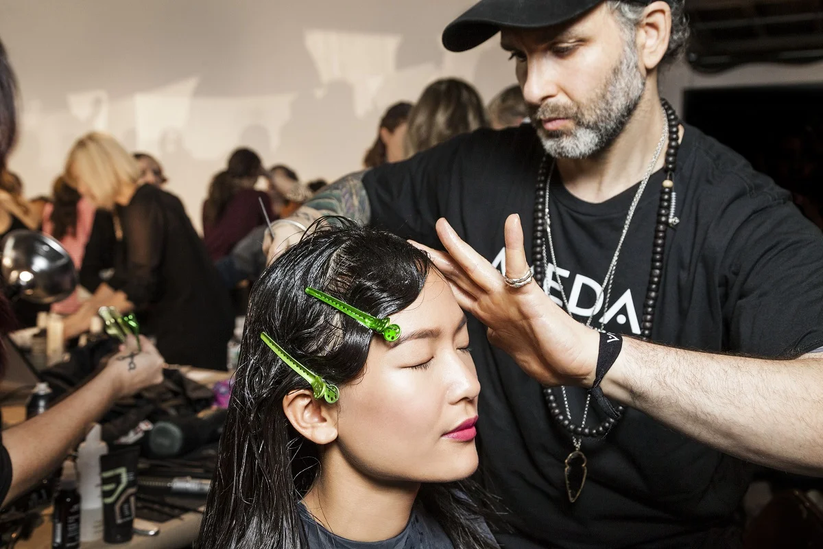 finger wave and clip in place. $hair #makeup #nyfw #nllblog #chiaraboni #livingaveda