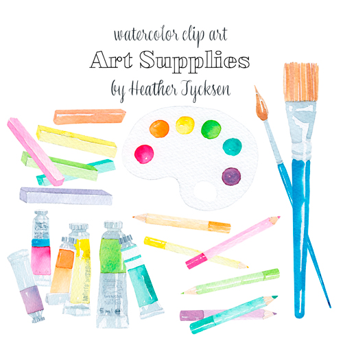 Watercolor Art Supplies Clipart