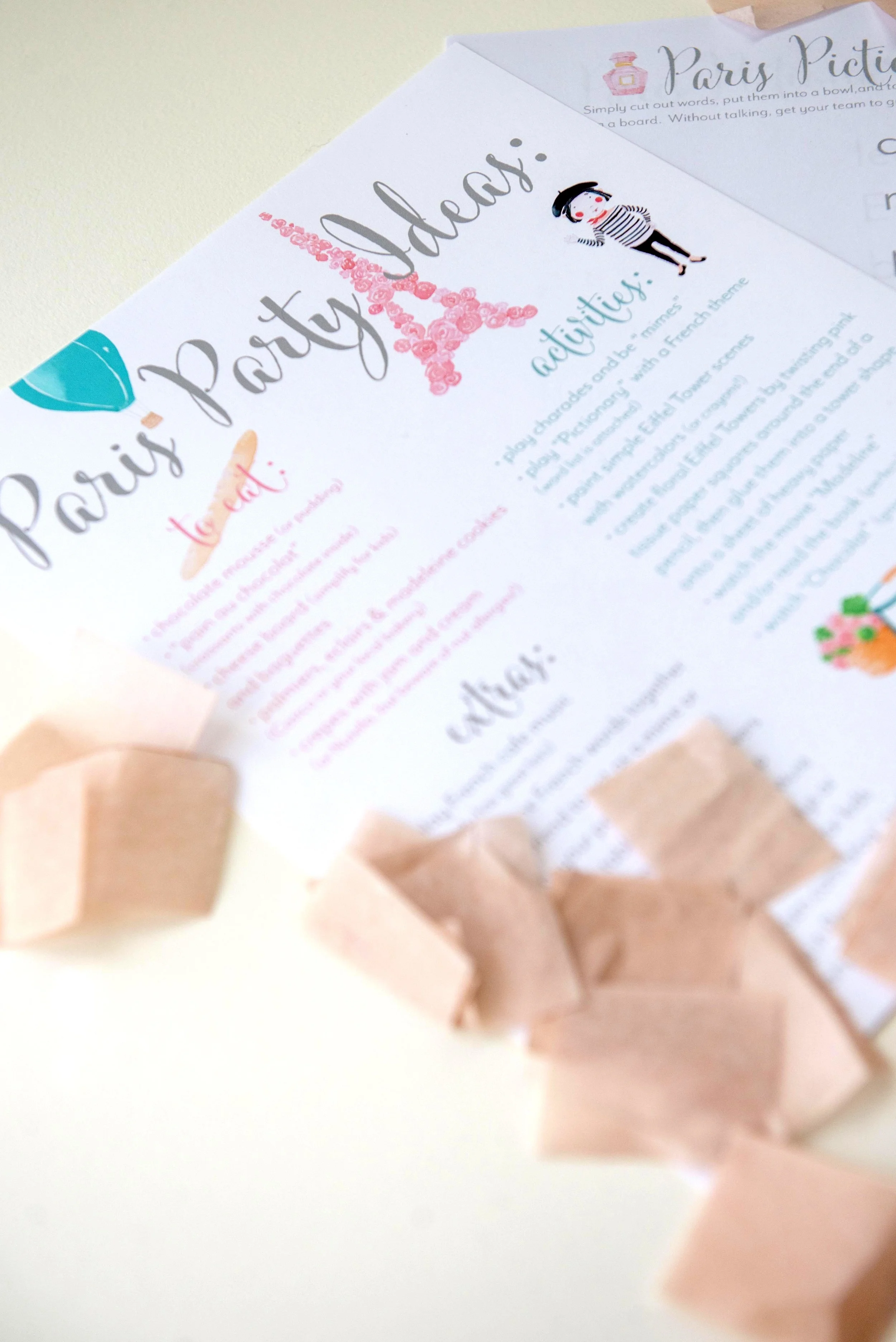 Paris party printables, hand painted in watercolor!  Digital download.  The simplest and cutest way to throw a French themed party!  Includes invites, bunting, thank you cards and more.