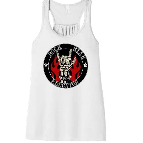 Rock Star Educator Women's Racerback Flowy Tank Top White
