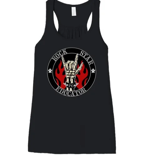 Rock Star Educator Women's Racerback Flowy Tank Top Black