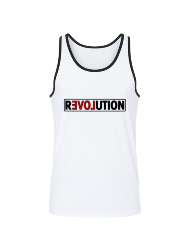 Revolution Men's Tank Top White w/ Black Trim