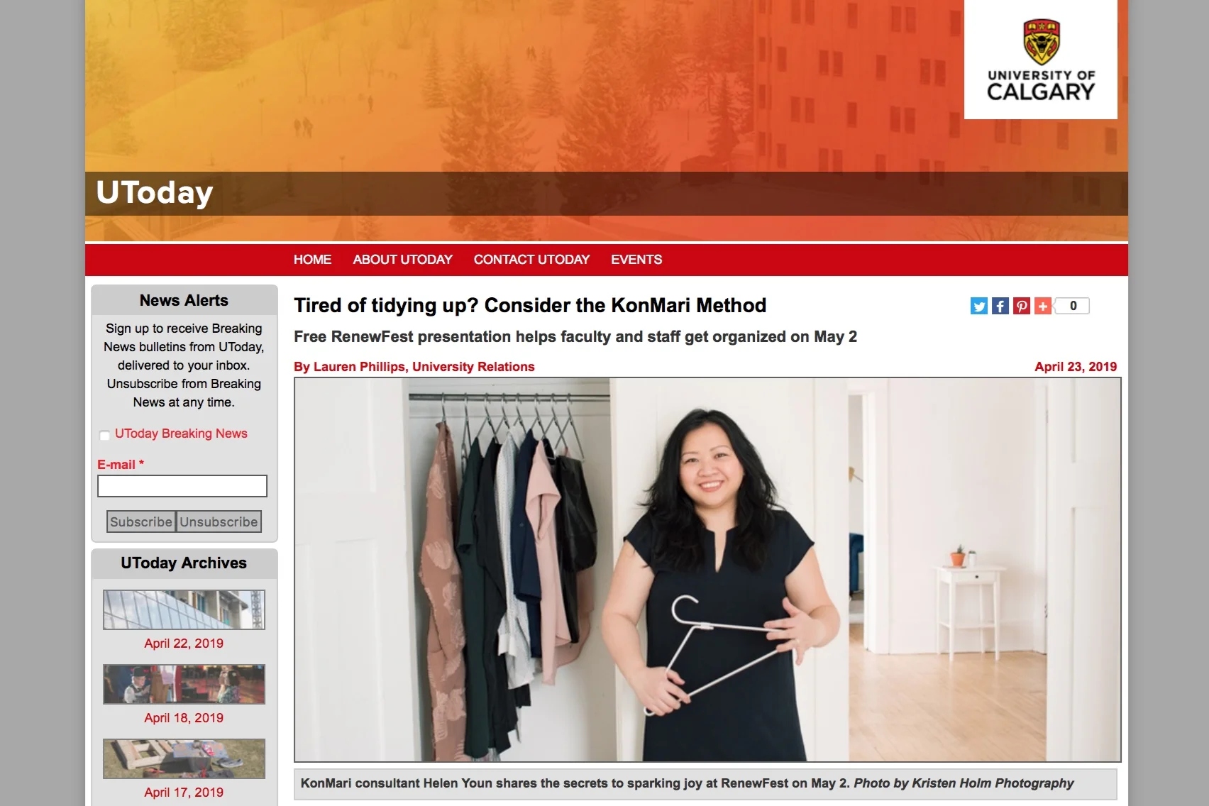 Helen Youn on UToday University of Calgary