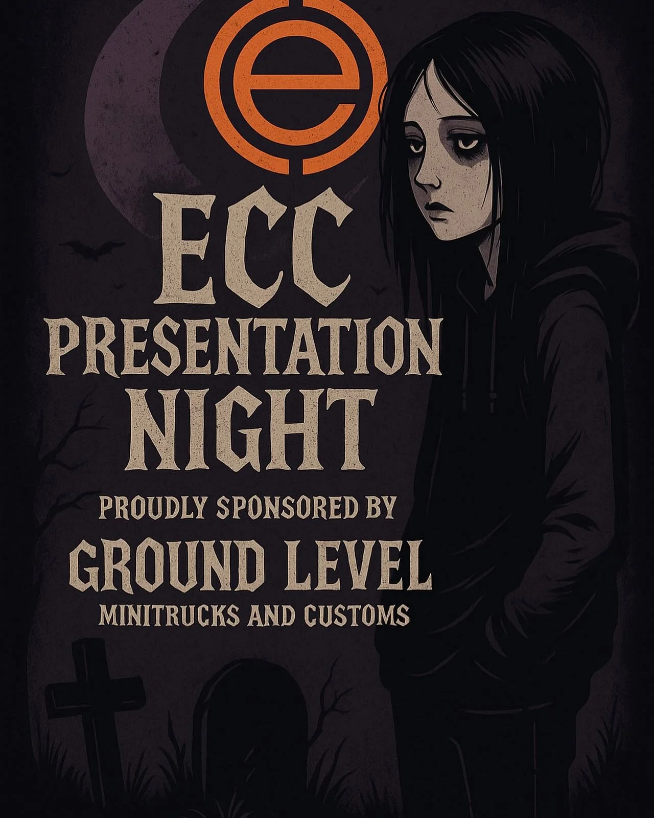 ECC Presentation night - but make it emo…
This years presentation night theme is EMO / GOTH
so pull out your best eyeliner, comb your hair over and get ready to party like its 1994!
Massive thanks to our friends Ground Level Minitrucks &