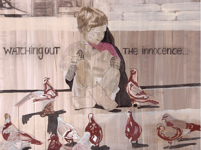  Watching out the innocence 2005 ekening op papier 150 x 199 cm 