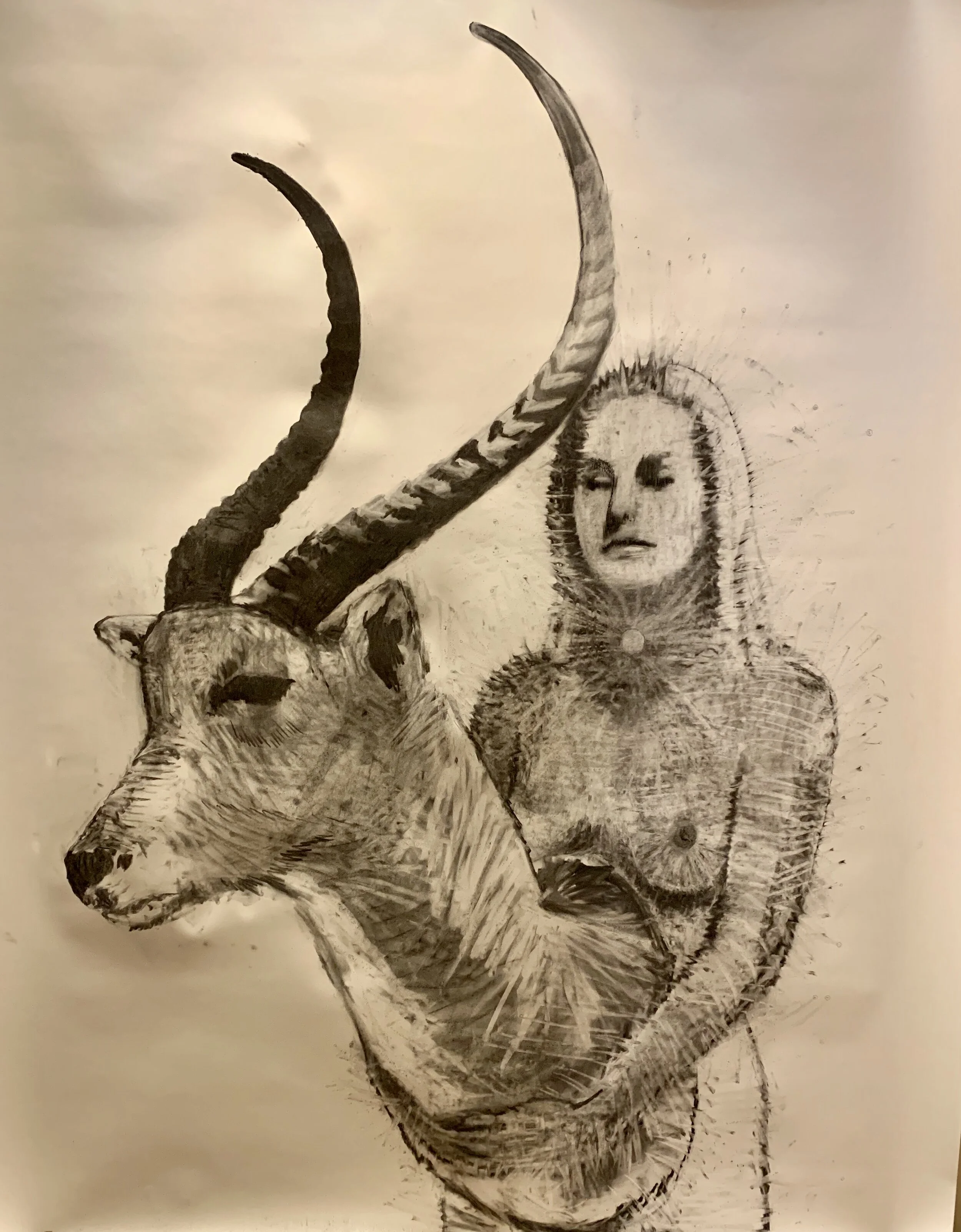Unmute the muted voice 2019 168 x 150 cm Houtskool op papier