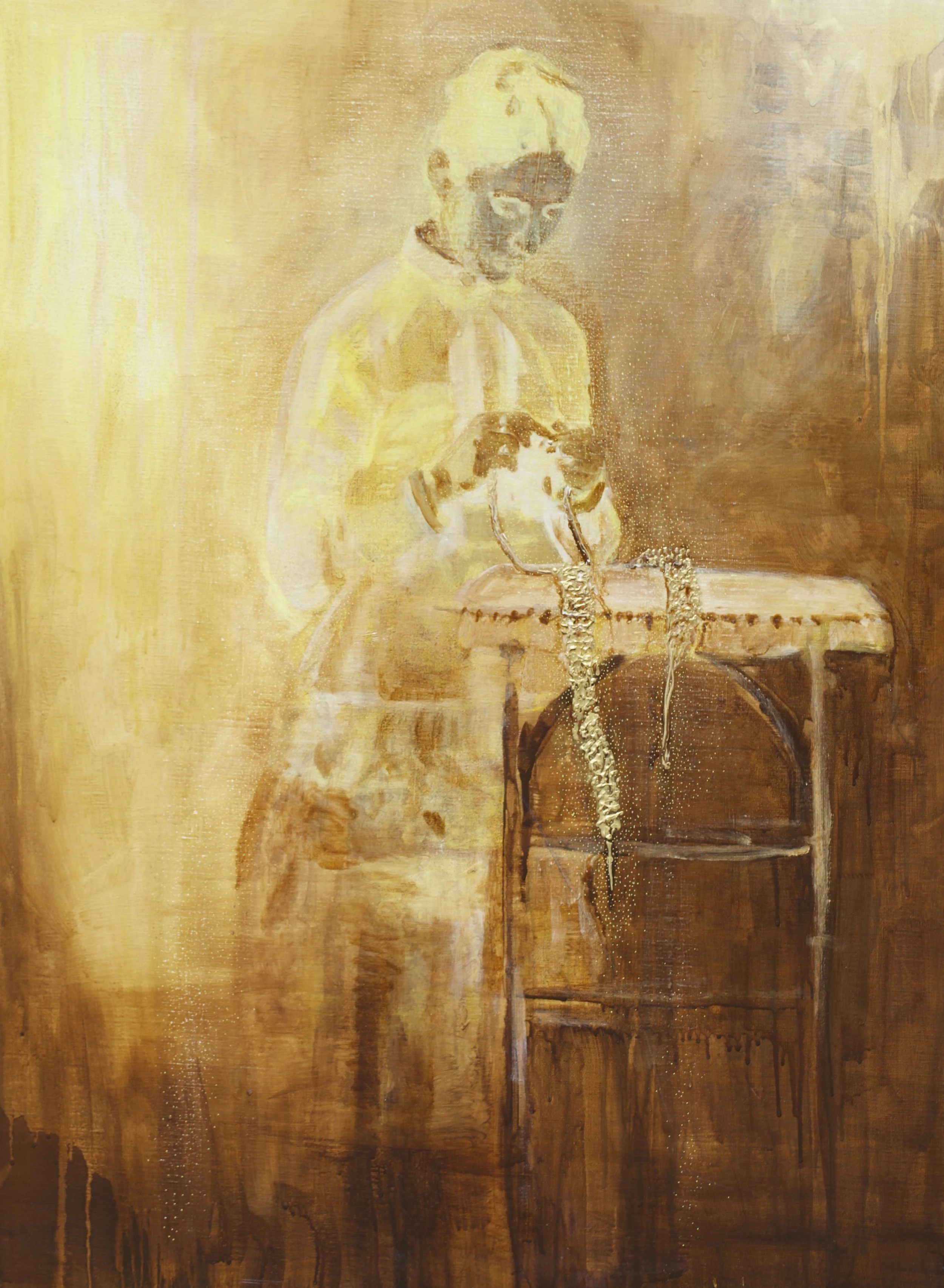  The weaver (power of intuition) 2016-2024 120 × 90 cm gemengde techniek op doek 