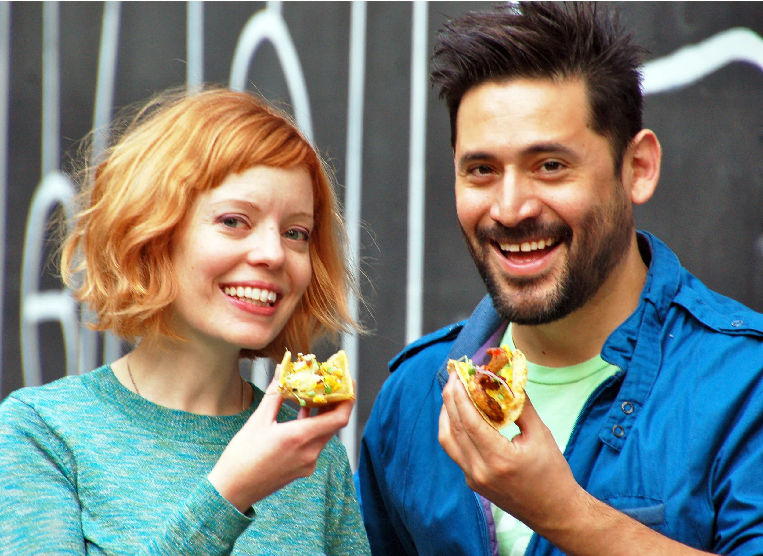 The Taco Eaters: Creative Director Angela Wagner, Creator & Chef Jean Valcarcel..
