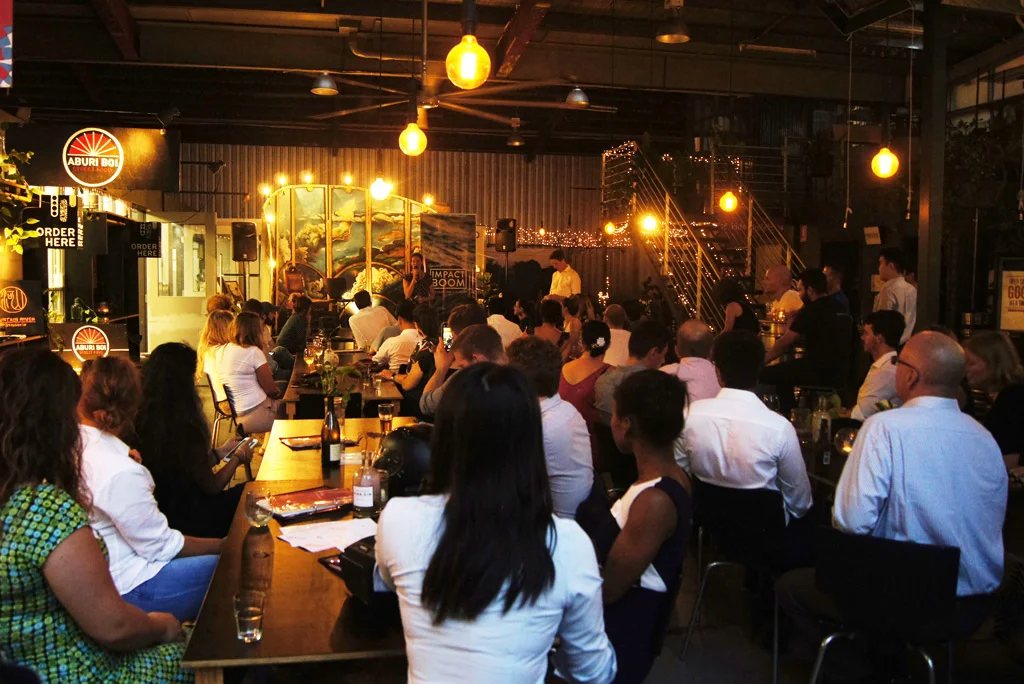Emma-Kate Rose addresses the Brisbane Social Enterprise Drinks & Networking event recently hosted by QSEC + Impact Boom.