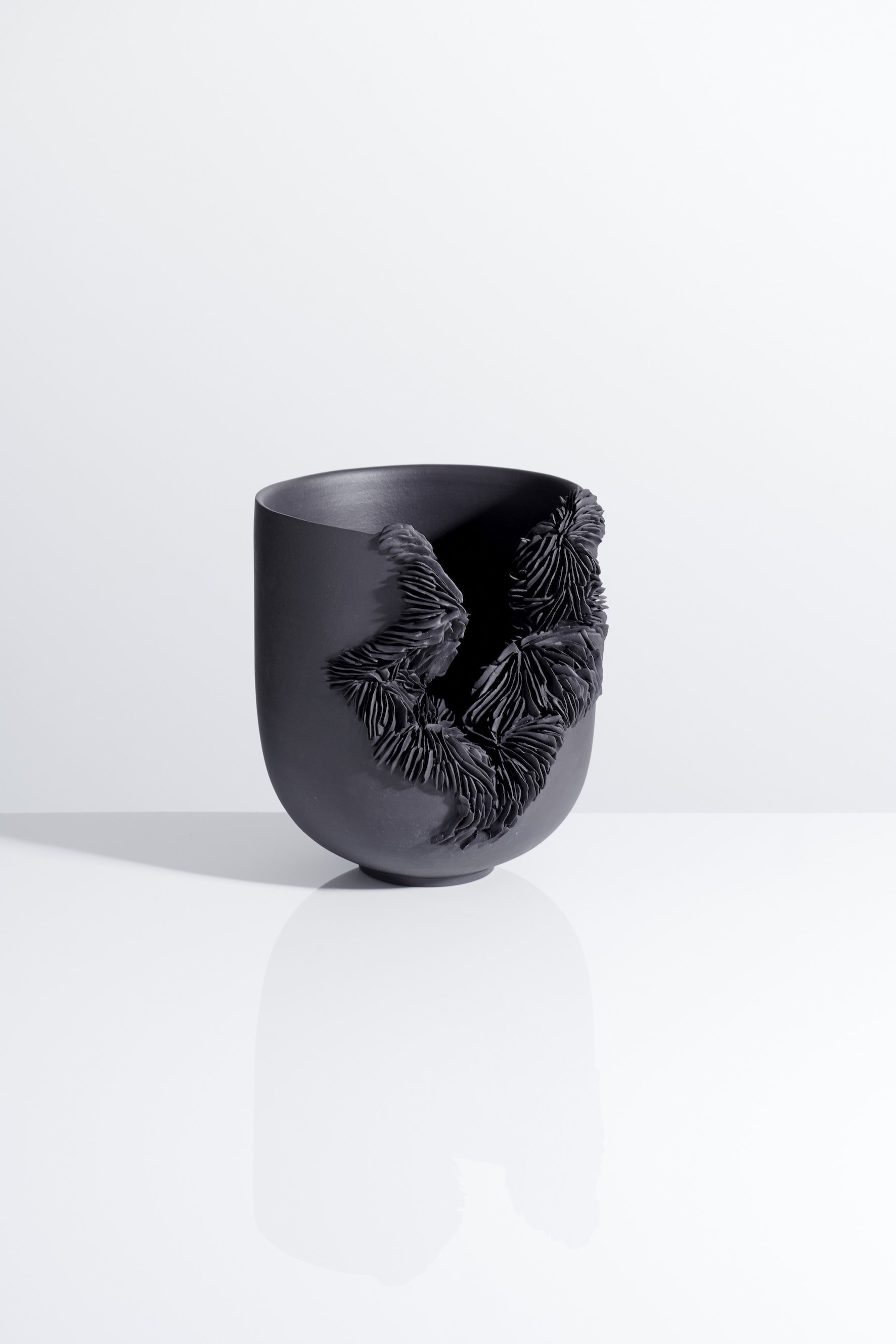 Black Porcelain Collapsed Bowl,.jpeg