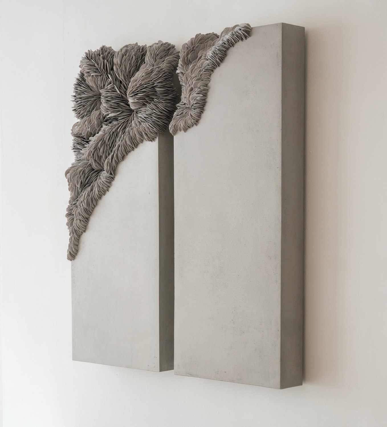 Collapsed Diptych (grey). 100cm H x 70cm W. 