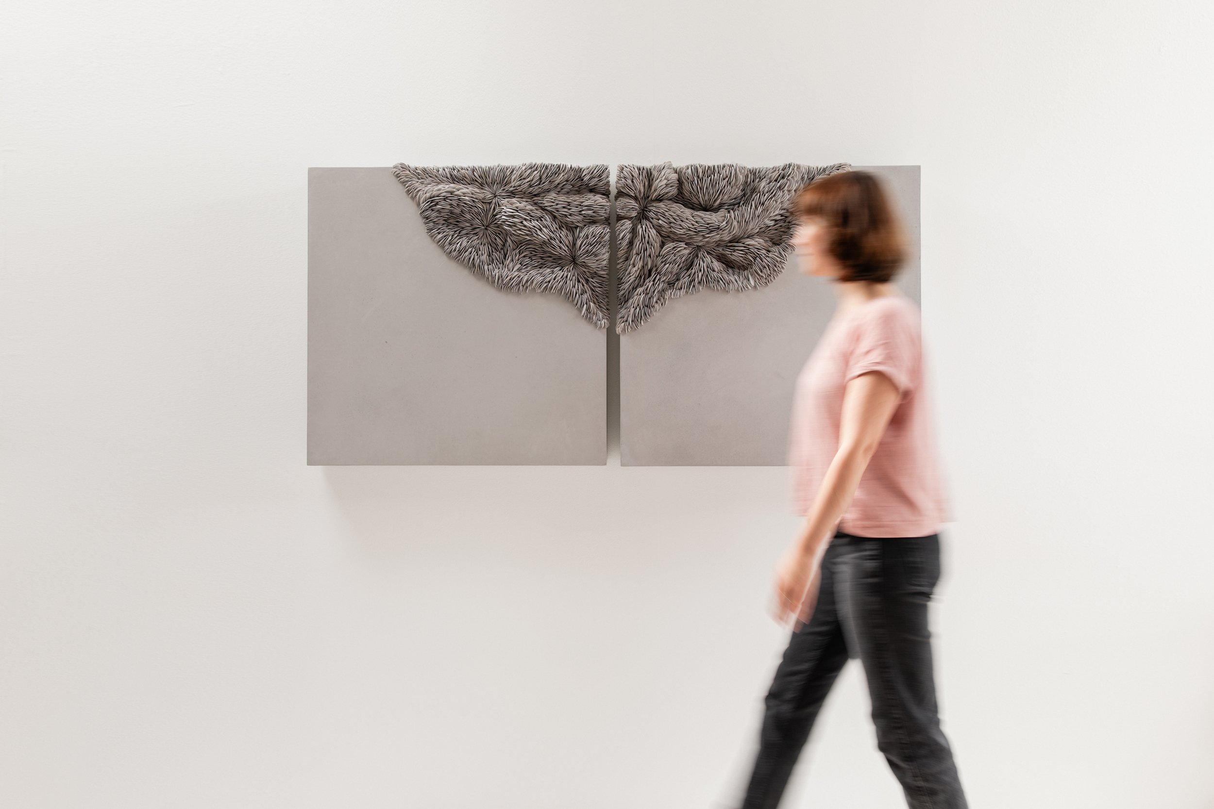 Collapsed Diptych (grey). 160cm W x 80cm H. 