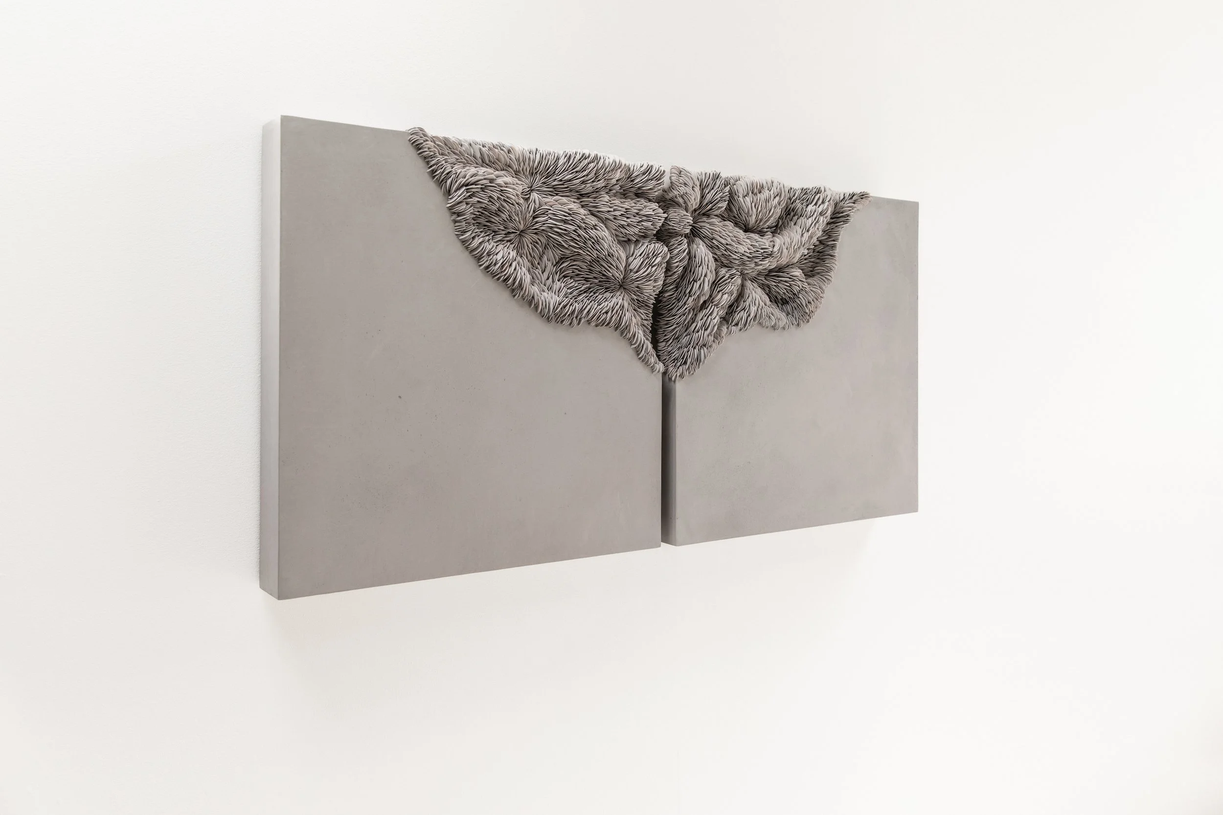 Collapsed Diptych (grey). 160cm W x 80cm H.