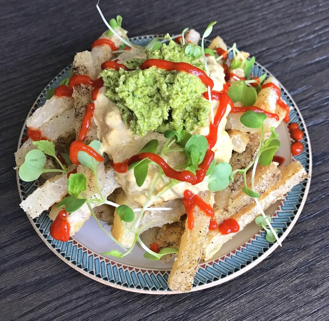 JICAMA FRIES (plus recipe for Crunchy Cashew Yogurt Sauce)