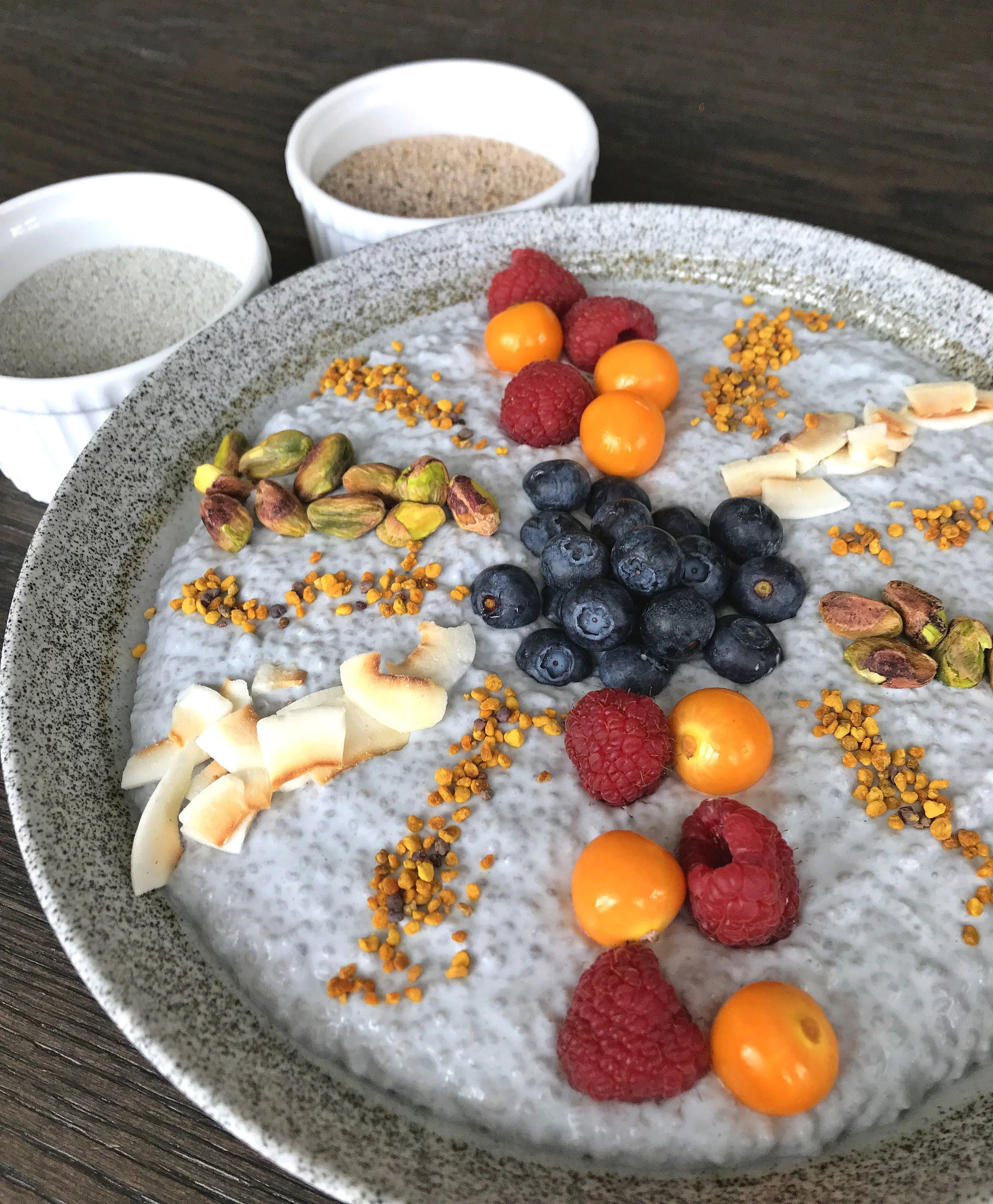 BLUE MYLK LATTE CHIA PROTEIN PUDDING