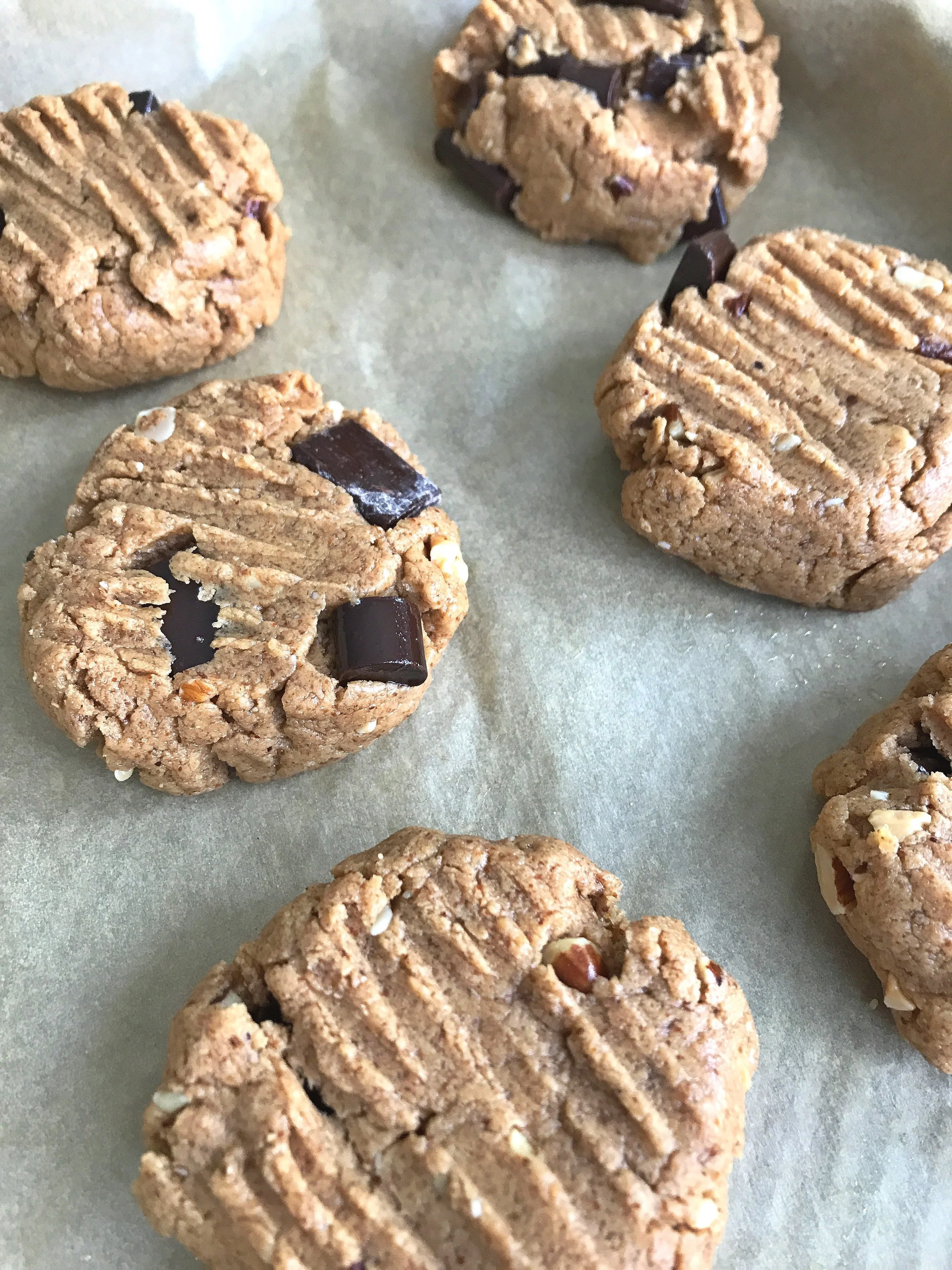 Vegan cookies using flax eggs, ready for the oven!