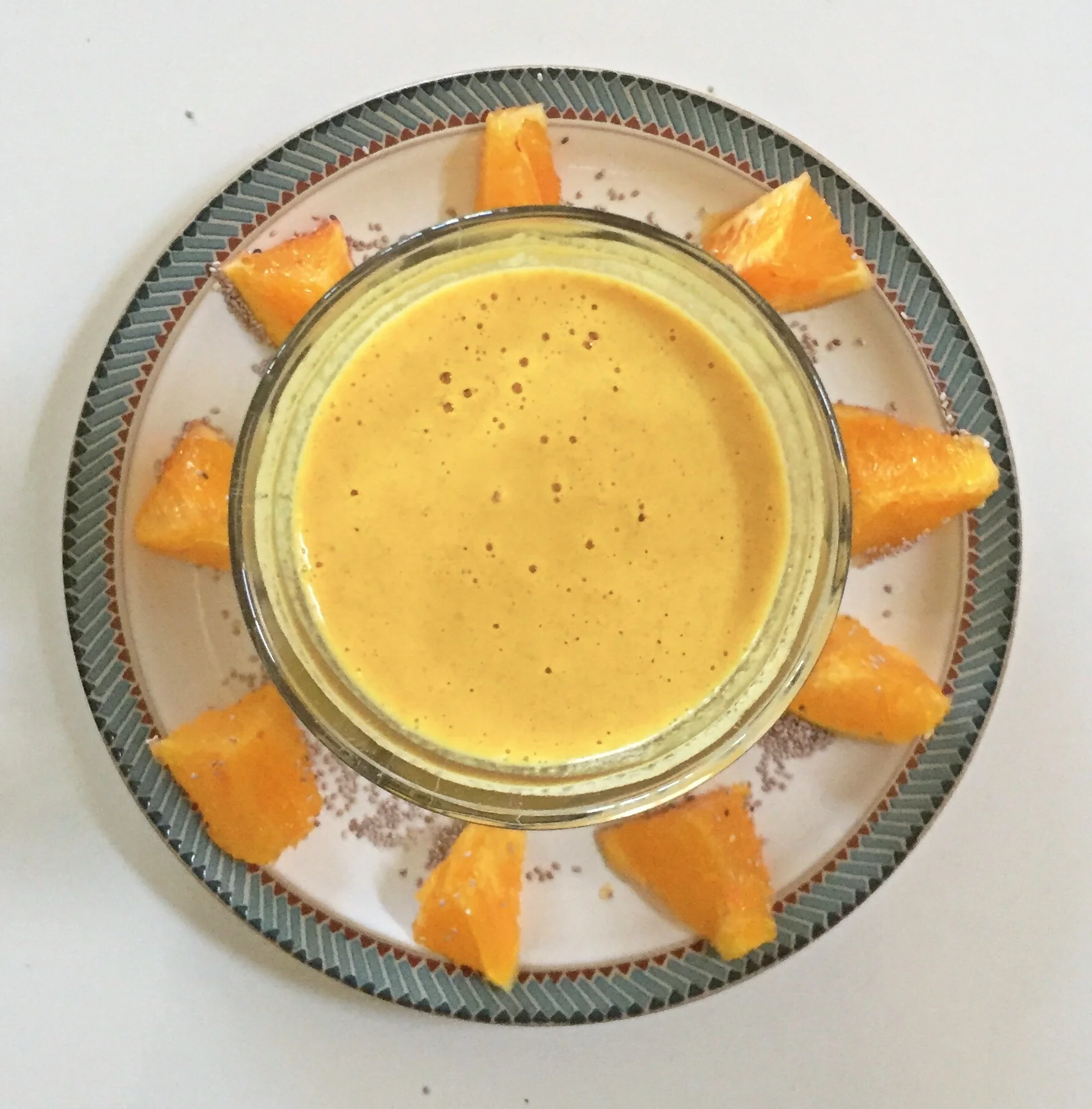Orange Creamsicle using fresh oranges, banana, coconut kefir, collagen and cashew butter.