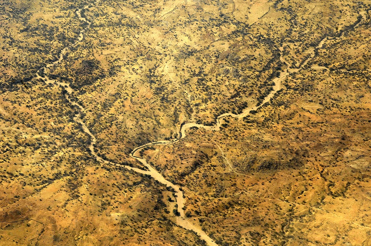 Wadi (dry river bed) in eastern Chad, north west from Birak.