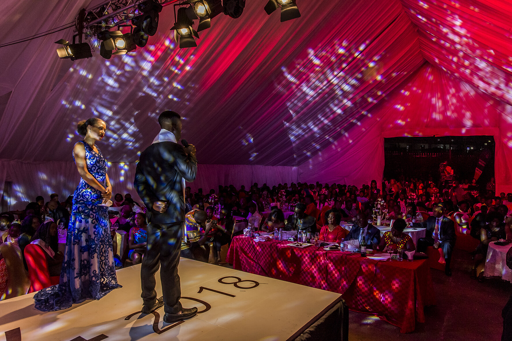 Hillary Niwamanya, a candidate, future male winner of the edition, answers the questions of the 5 jurors, after having qualified for the second round of the competition. The Y+ beauty contest targets young HIV-positive people. The winners must use t
