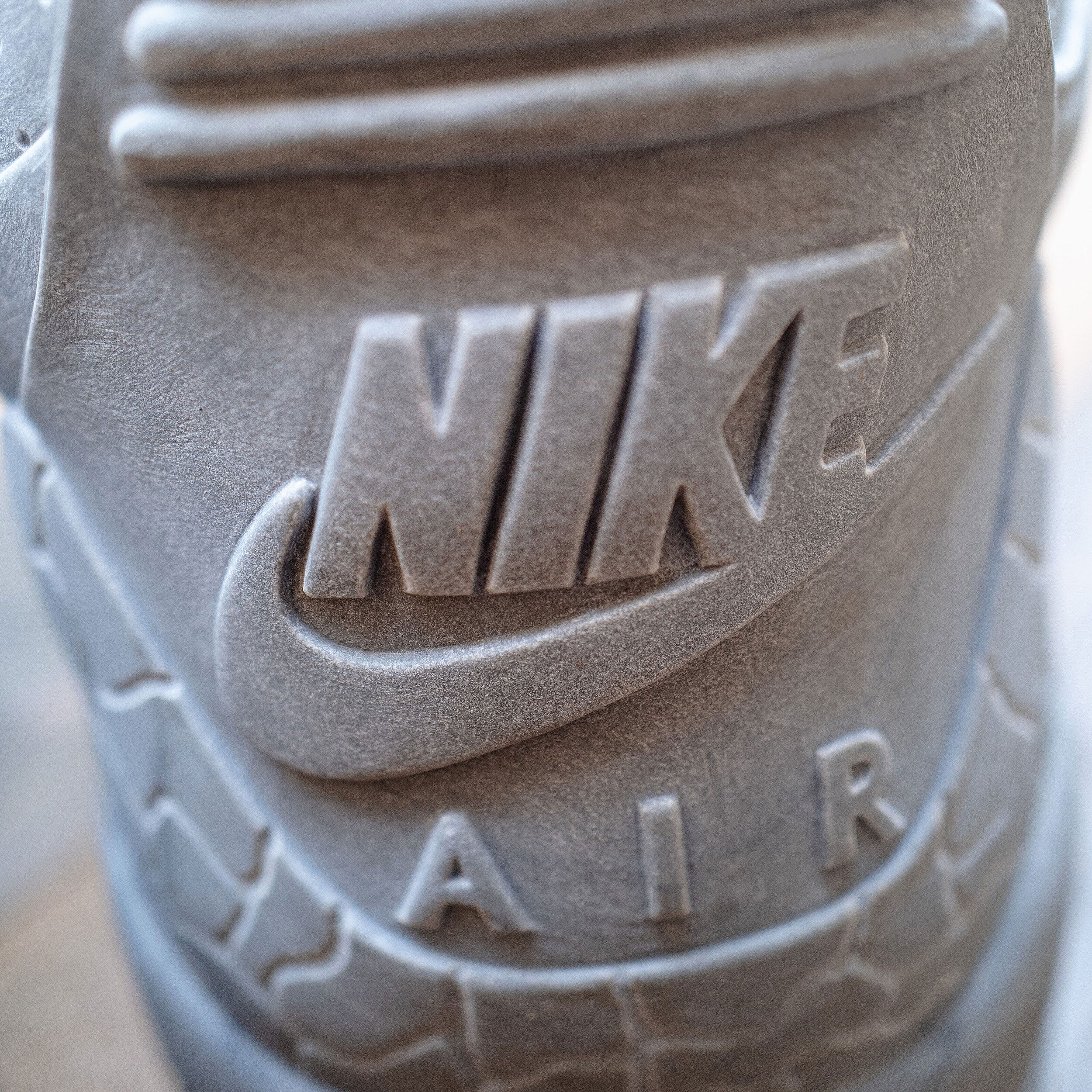 Detail of marble sneaker sculpture, hand-carved  by Alasdair Thomson.