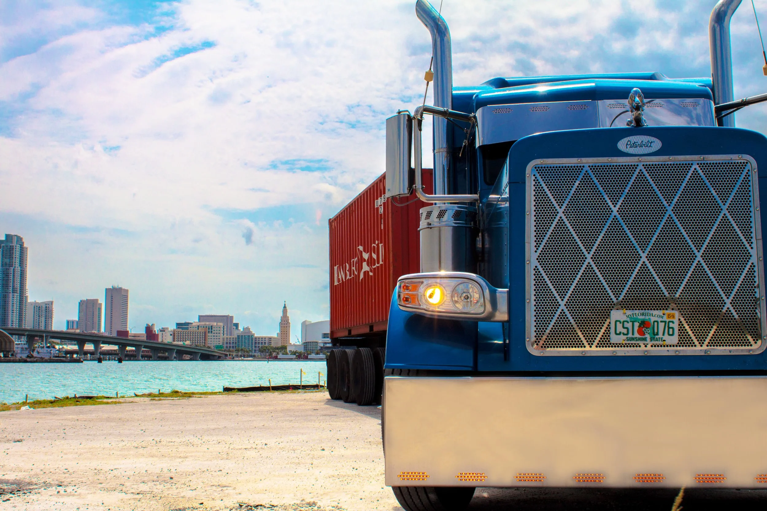 BOS Transport Truck with the view of Miami.