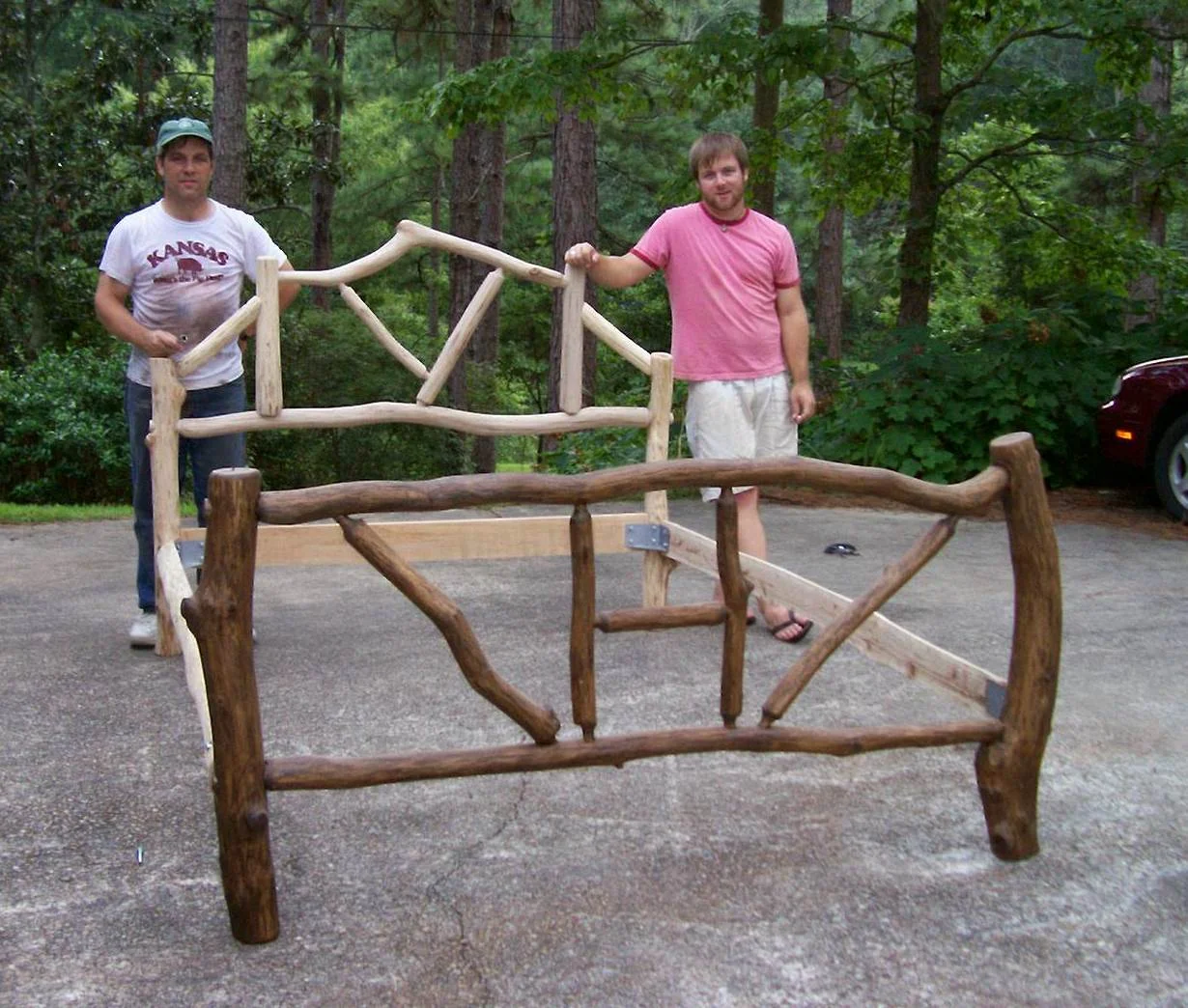 Rustic lodge-style bedframe
