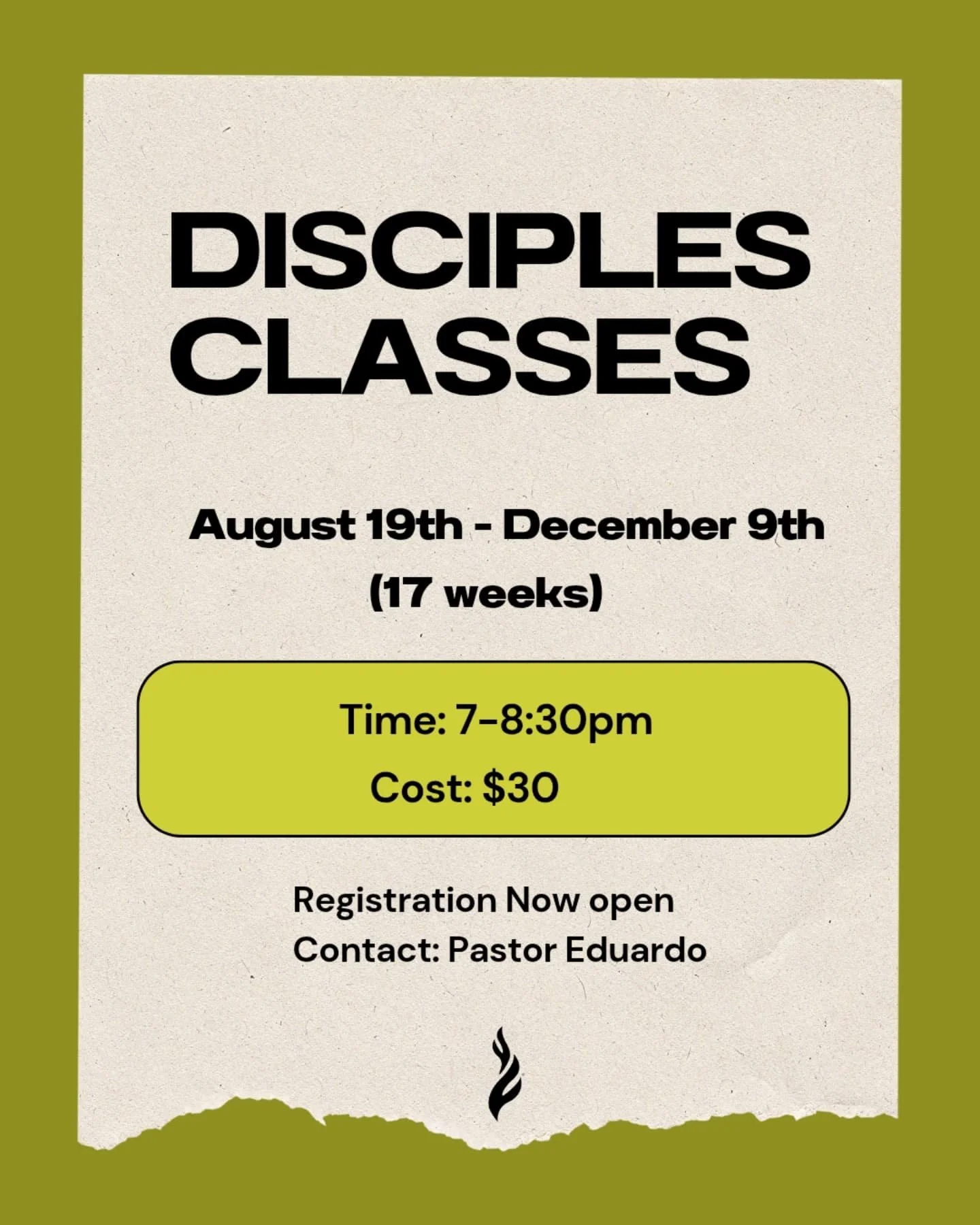 Classes are back in session!
Ready to grow deeper in your faith? Fuel and Flame has a class for YOU! 🙌💬
📘 New to the journey?
🔥 Been walking the walk and want more depth?
✝️ Hungry to lead and disciple others?
📆 Tuesdays 7pm-8:30pm
Please note