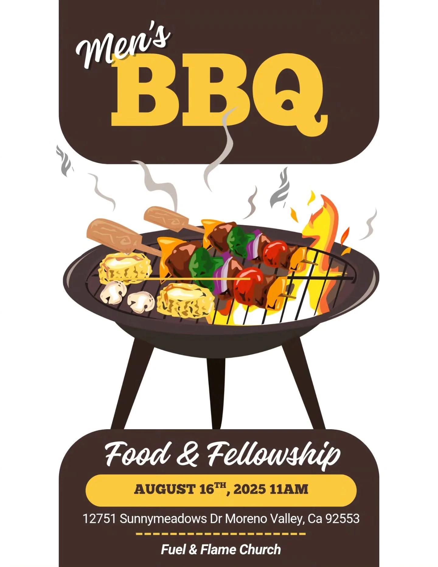 Come hungry. Leave fueled. 
Fuel & Flame Men’s BBQ tomorrow. You in? 🥩 🔥