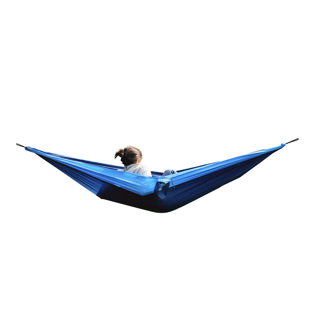 BLUU Double Hammock with 550-Pound Capacity Pine Wood Stand Included, Portable Person Durable Extra Large Hammock w Tree Straps ＆ Portable Carrying