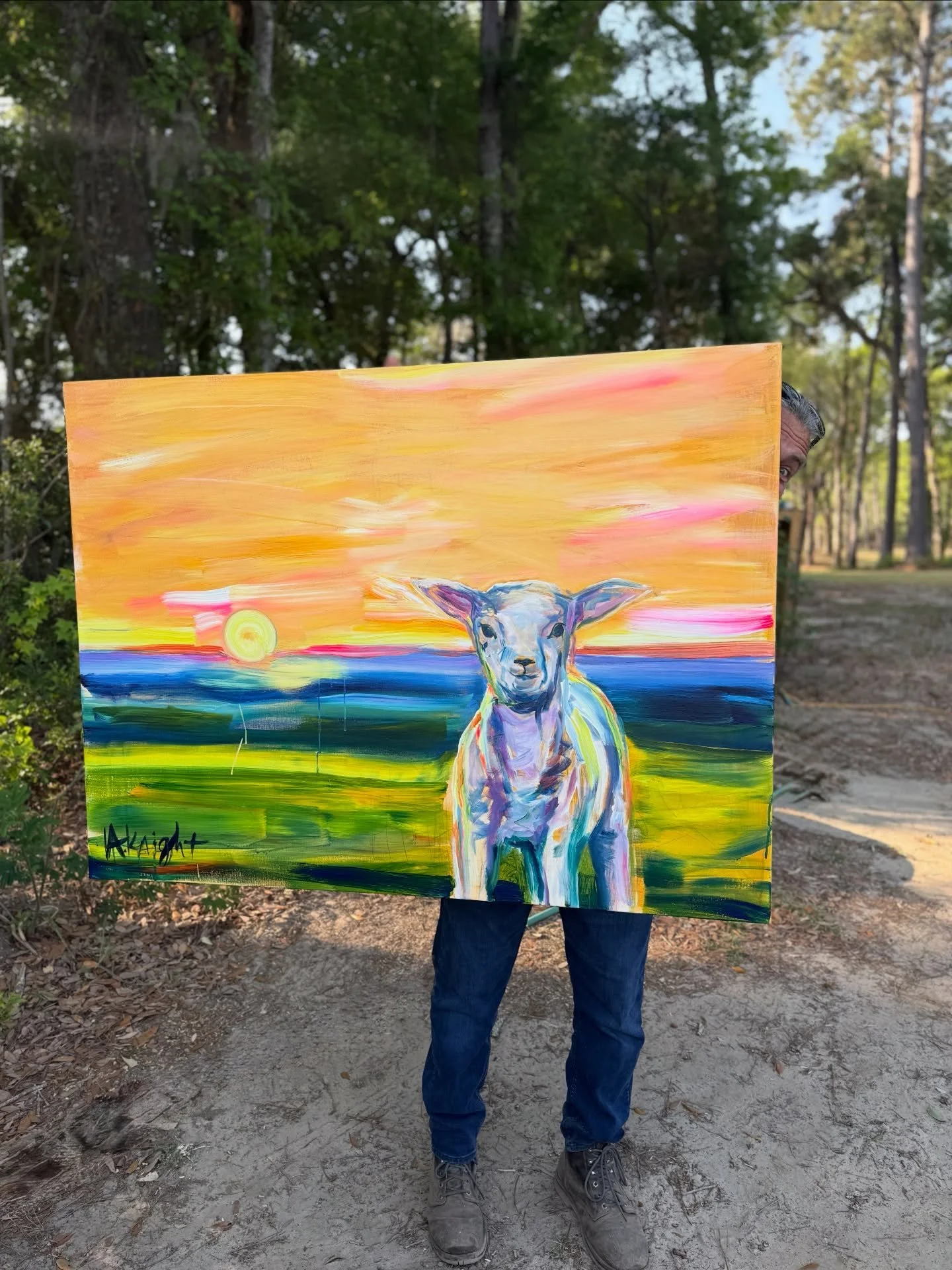 Look at what my cutie pie husband just gave me for Mother&rsquo;s Day!!! I LOVE IT @aprilaknight !Painted live during worship on Easter ❤️ 
Thanks @robertkni for being the bearer of good gifts! ❤️

He is risen, indeed!!!!! Worthy is the Lamb!!!!!

#w